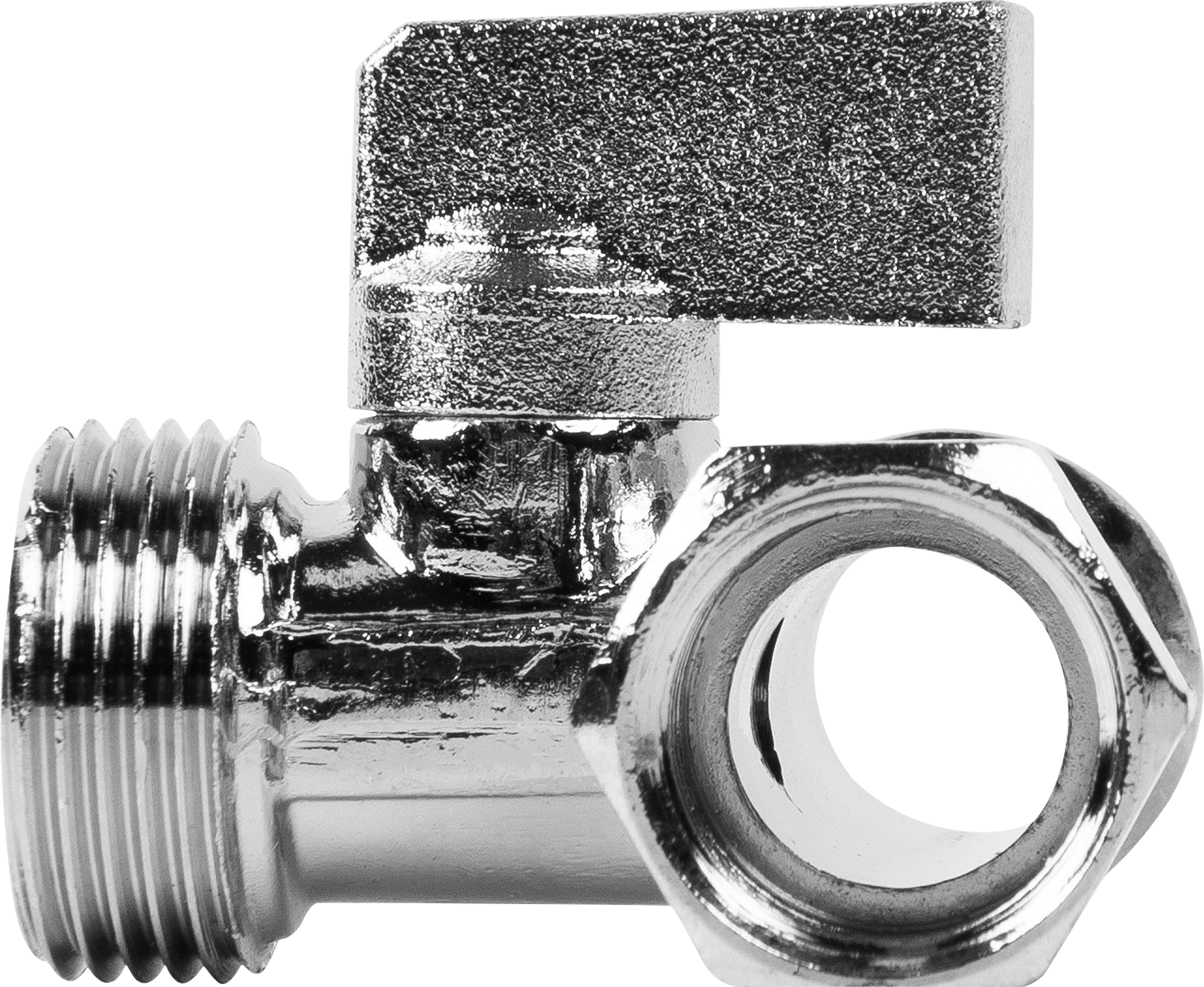 Кран трехходовой Bugatti Miami DN15 PN10 1/2"x3/4"x1/2" НР/ВР латунь ручка флажок - 1