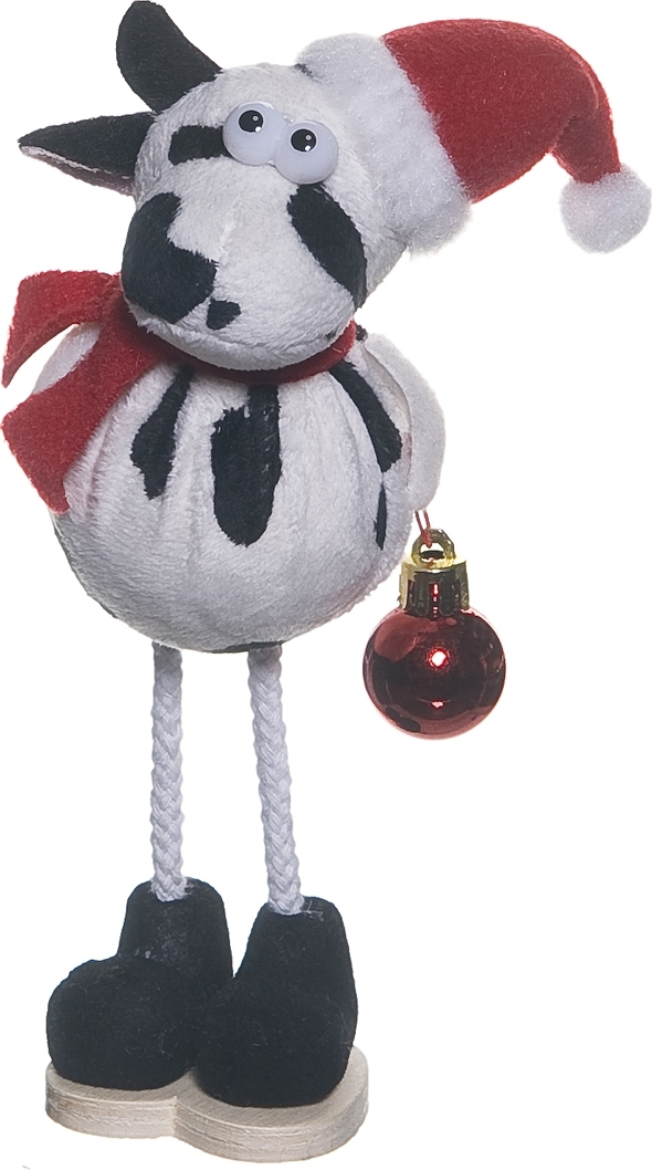 Изображение товара Новогодняя фигурка Корова с шариком 20 см мягкая сувенир украшение