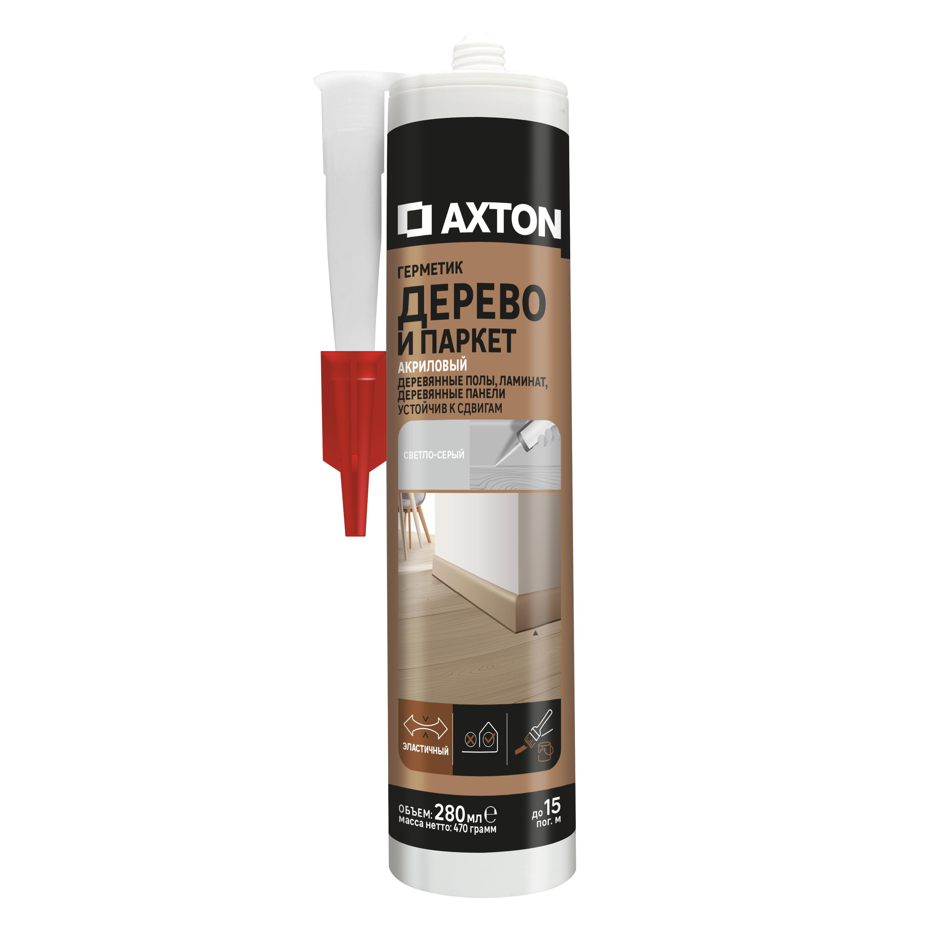 Изображение товара Герметик для дерева Axton цвет светло-серый 280 мл