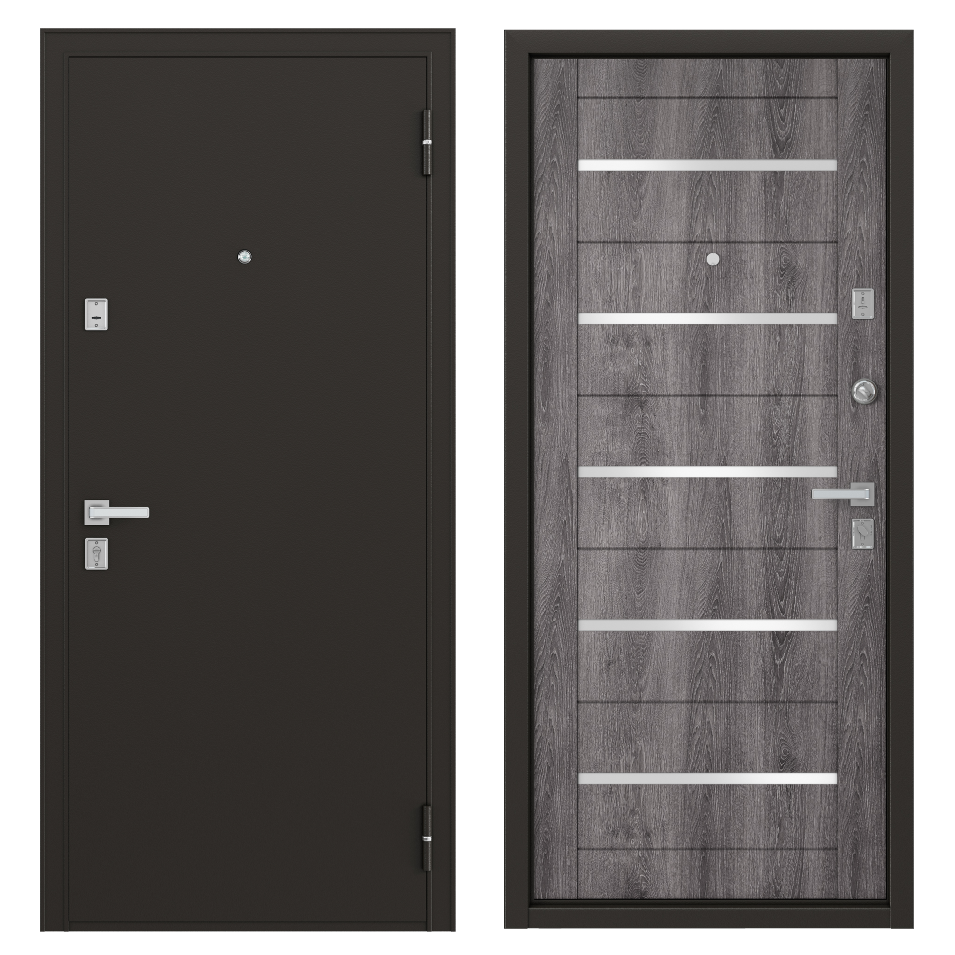 Изображение товара Дверь металлическая Гросс Техно, 860 мм, правая, цвет дуб серебристый