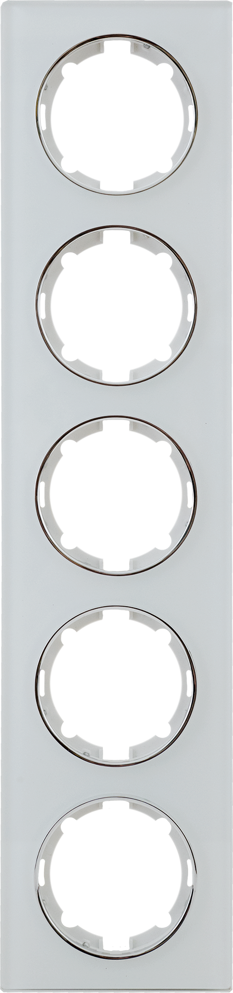 Изображение товара Onekey Florence 5 постов рамка стеклянная белая для розеток и выключателей