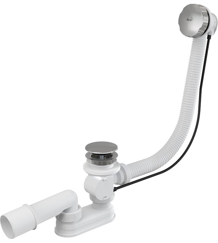 Изображение товара Сифон для ванны автомат комплект металл ALCAPlast A55KM 70 мм Белый