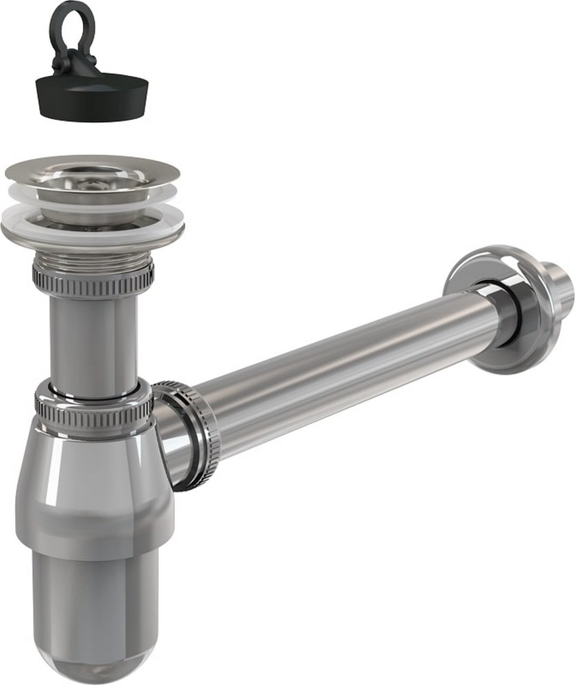 Изображение товара Цельнометаллический сифон для умывальника AlcaPlast Ø32 с водосливом 5/4"