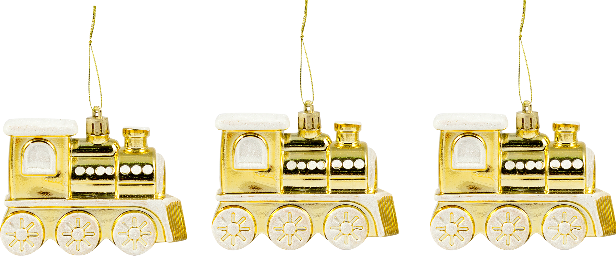 Изображение товара Набор ёлочных игрушек Поезд 4x7.2x9 см пластик золотой 3 шт.