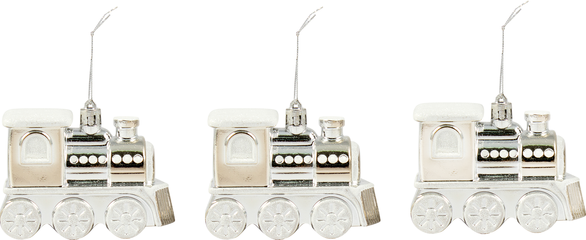 Изображение товара Набор ёлочных игрушек Поезд серебристый 3 шт пластиковый новогодний декор