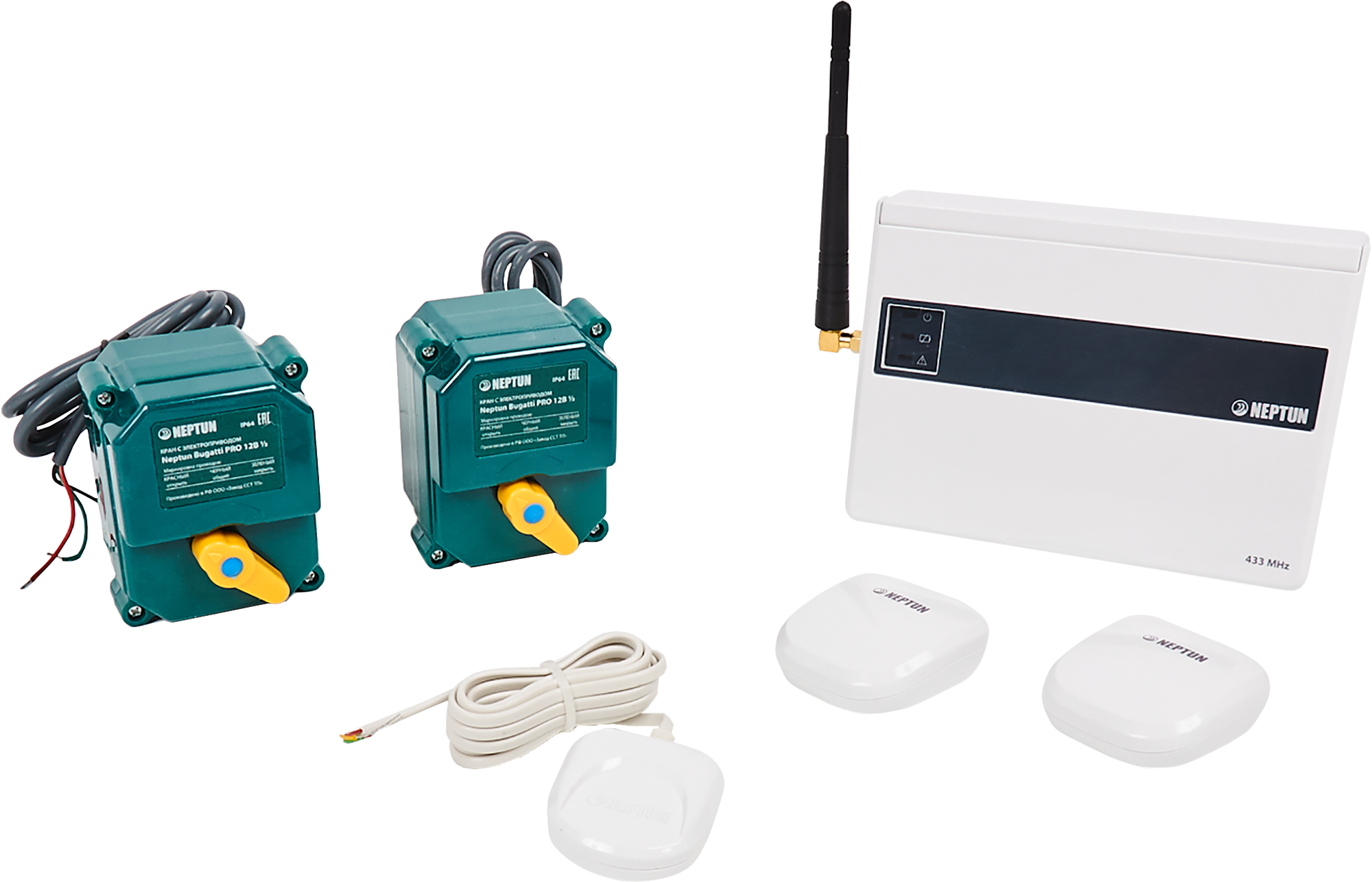 Изображение товара Система контроля протечки воды Neptun Bugatti ProW ½ с радиодатчиками и автоматикой