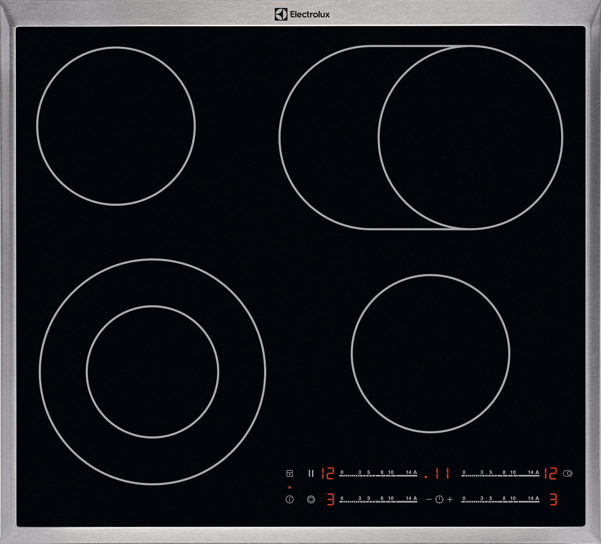 Изображение товара Электрическая стеклокерамическая варочная панель Electrolux CLE6452KX 4 конфорки черный встроенный 
