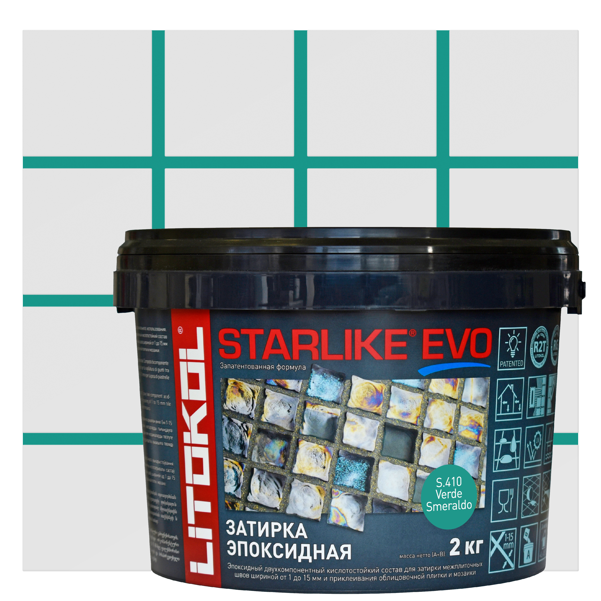 Изображение товара Затирка эпоксидная LITOKOL Starlike Evo S.410 изумрудная 2 кг для межплиточных швов