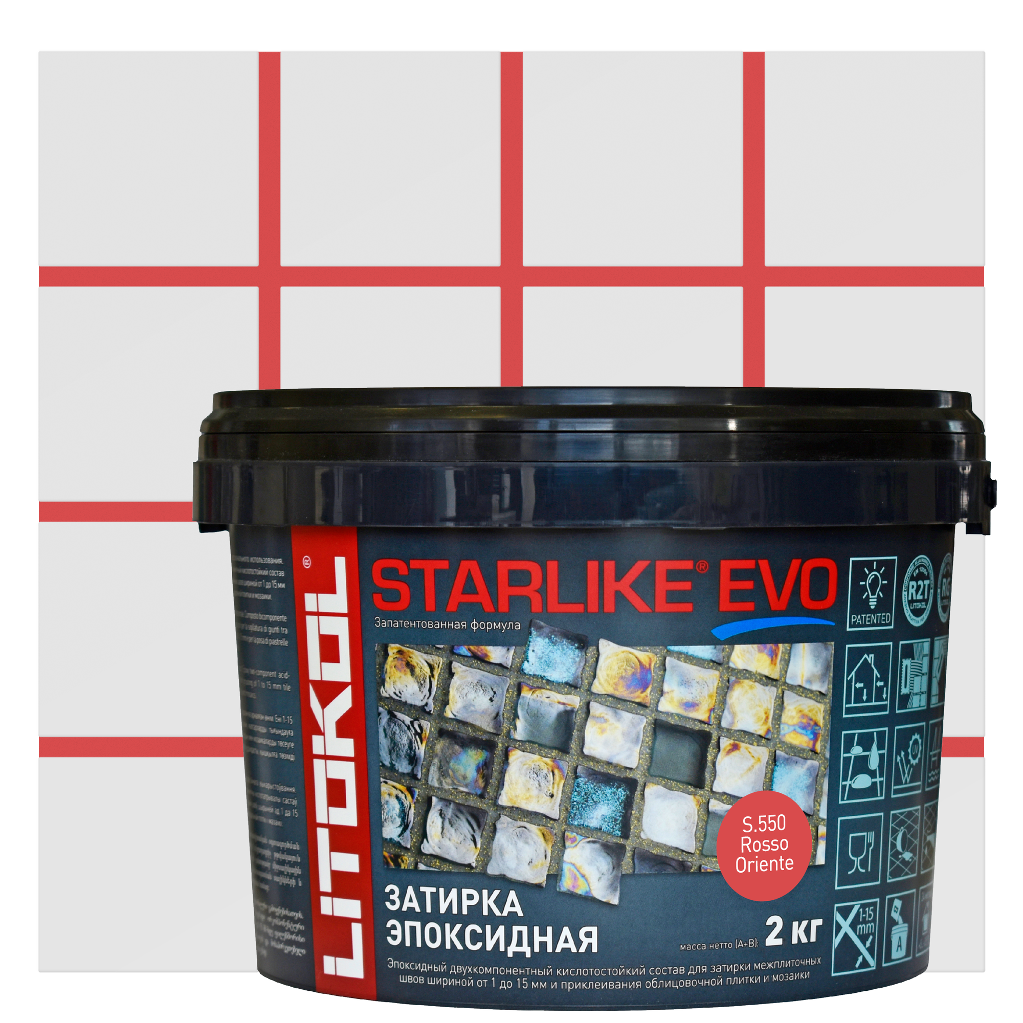 Изображение товара Затирка эпоксидная LITOKOL Starlike Evo S.550 2 кг красный восток
