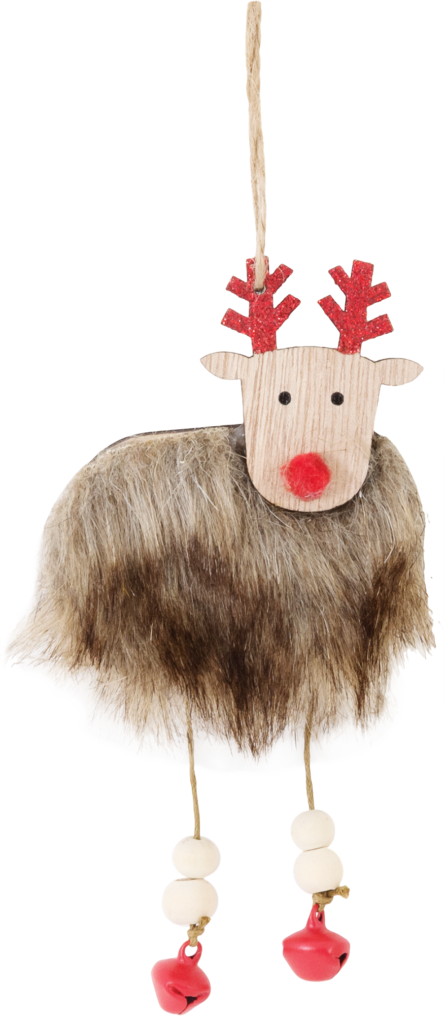 Изображение товара Украшение ёлочное «Олень с мехом» 10 см дерево
