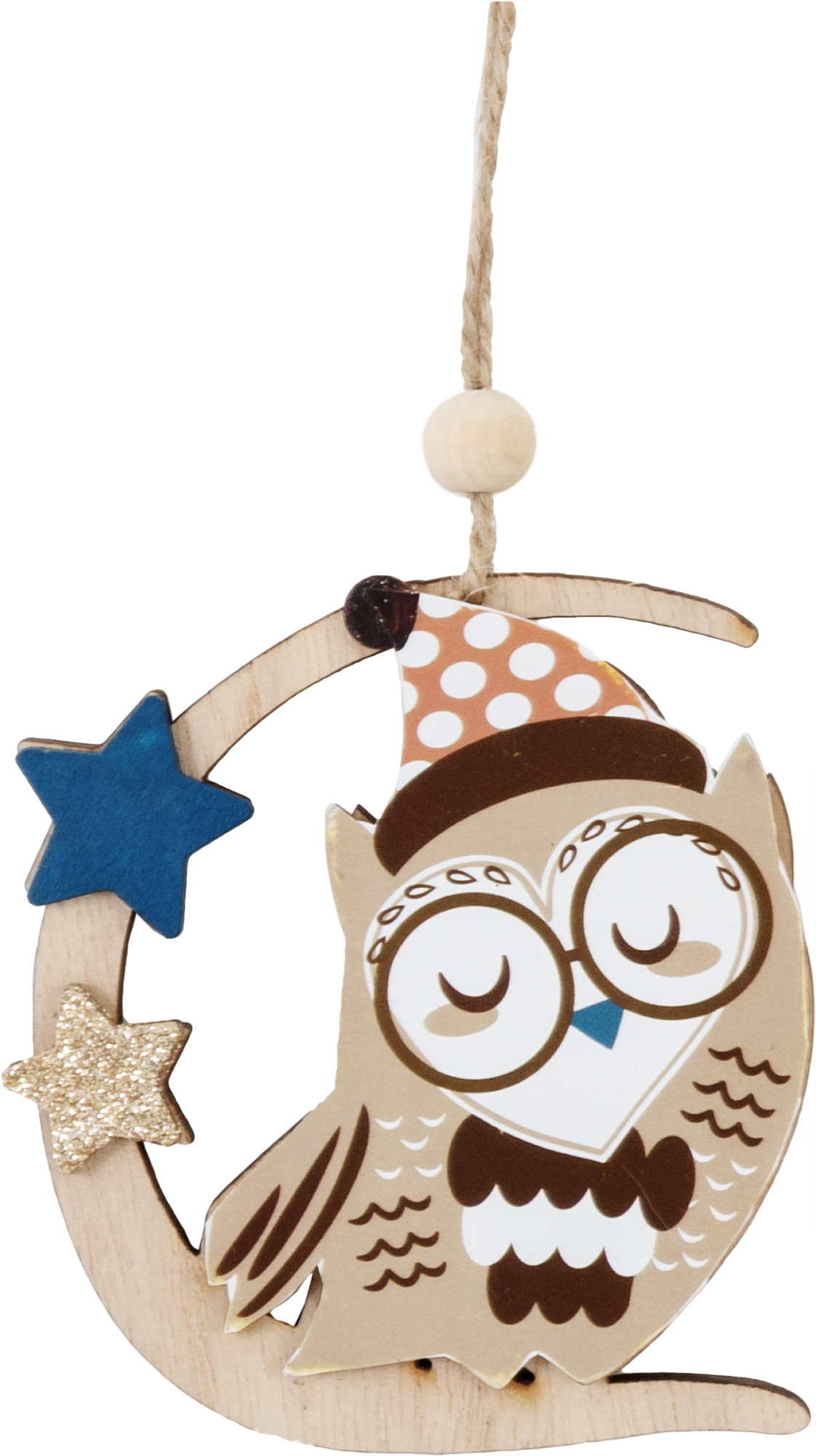 Изображение товара Украшение ёлочное «Сова улыбающаяся» 9 см дерево
