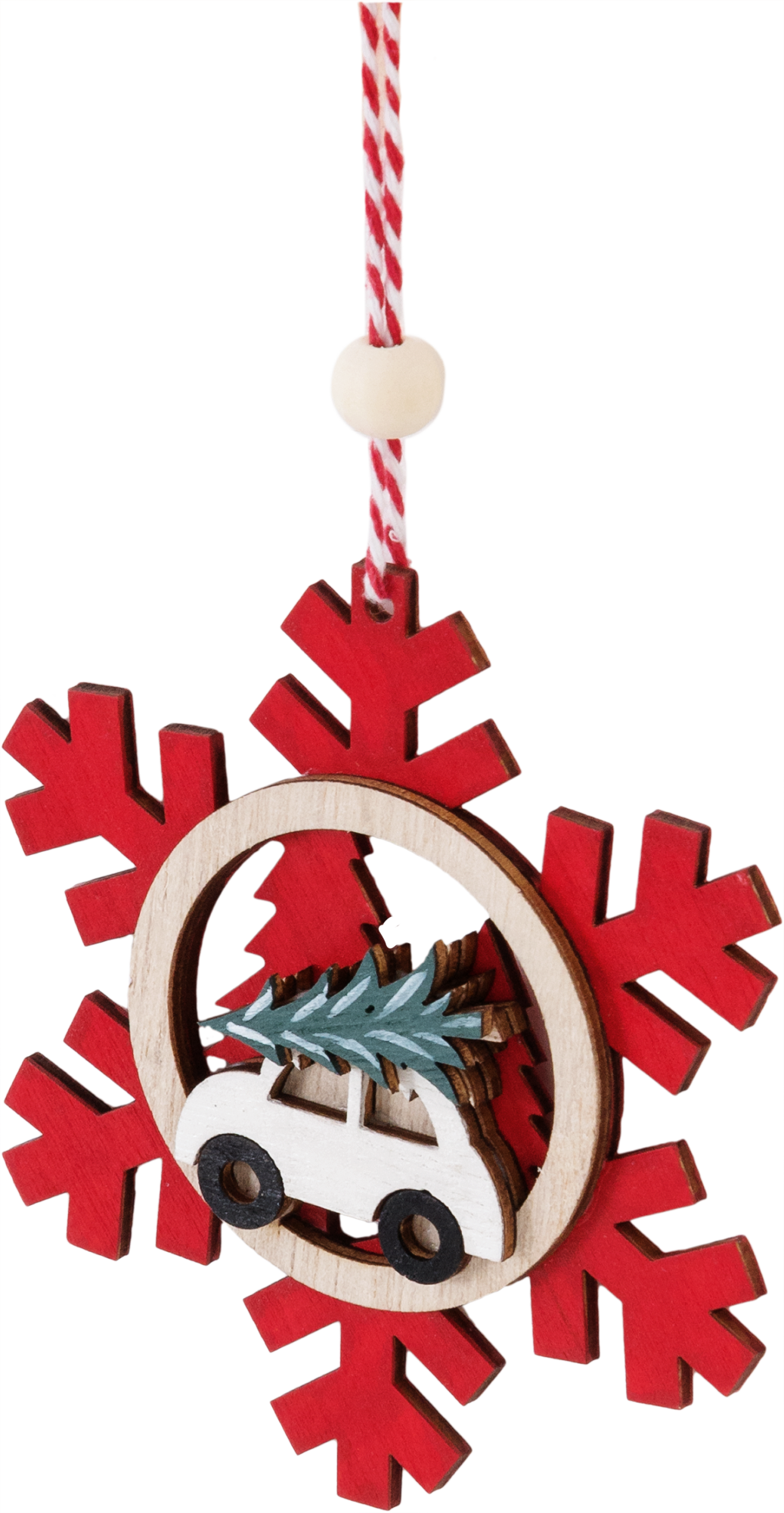 Изображение товара Украшение ёлочное «Снежинка» 11 см дерево цвет красный