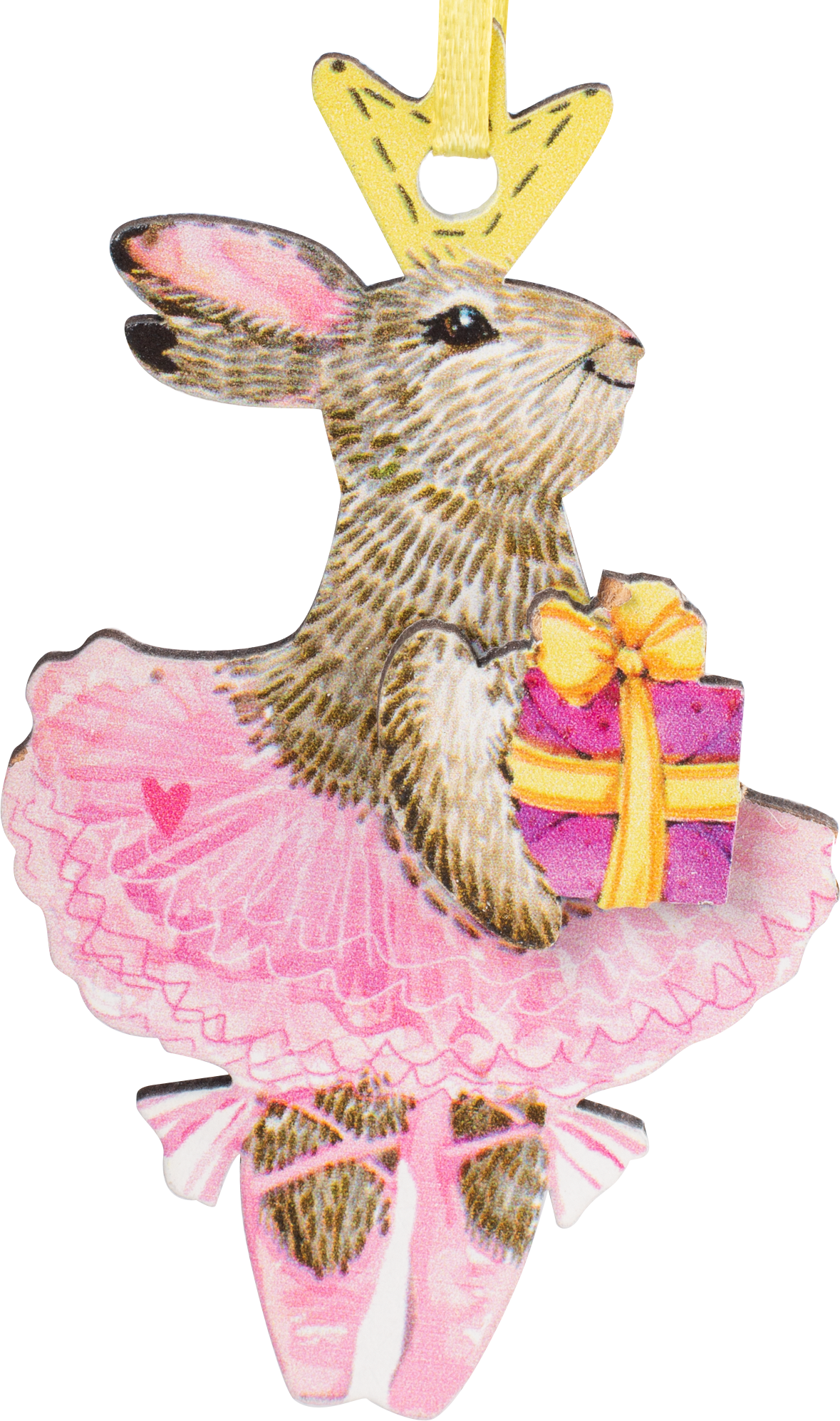 Изображение товара Новогоднее украшение Зайка балерина из фанеры 9 см для ёлки и интерьера