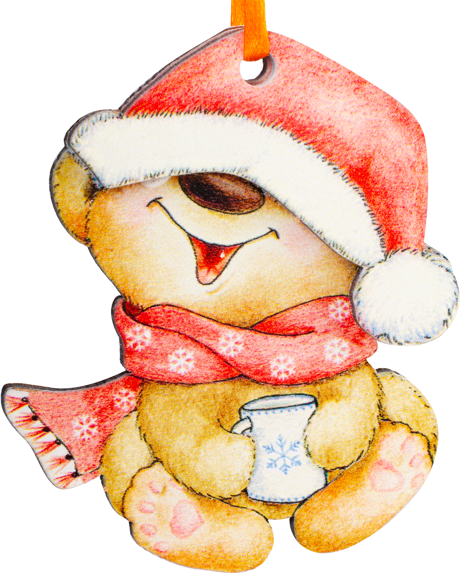 Изображение товара Украшение новогоднее «Мишка в шапке», 8 см, фанера