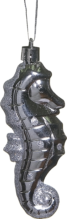 Изображение товара Ёлочное украшение Морской конек пластиковое 11 см серое новогоднее