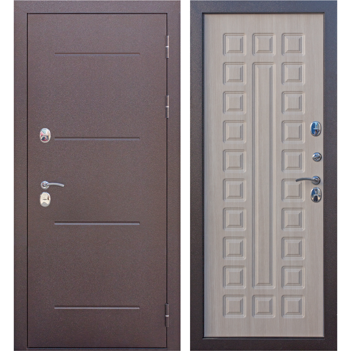 Изображение товара Дверь входная металлическая Isoterma 11 см 960 мм правая цвет антик лиственница мокко