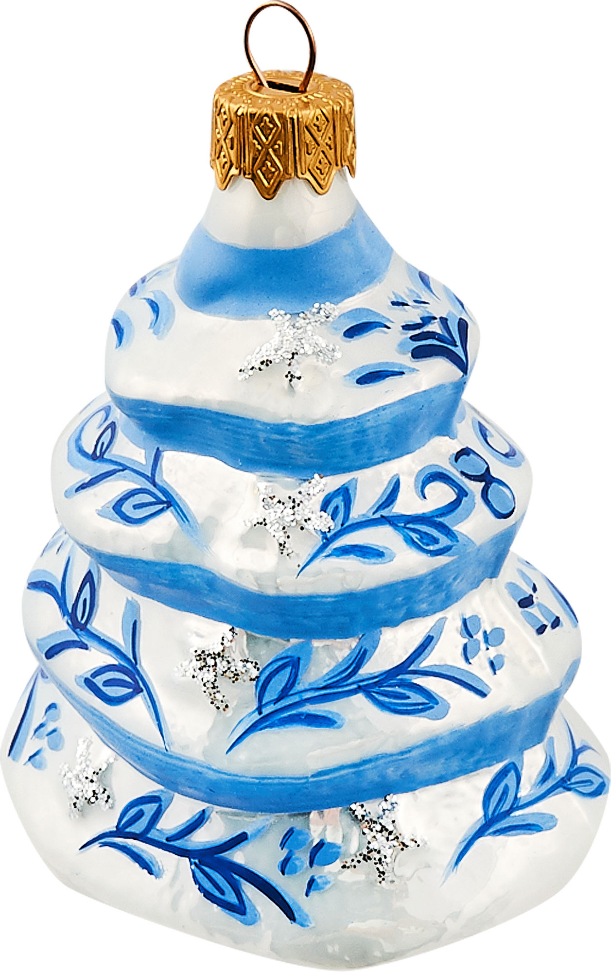 Изображение товара Ёлочное украшение Елочка из стекла с блёстками синий 12 см