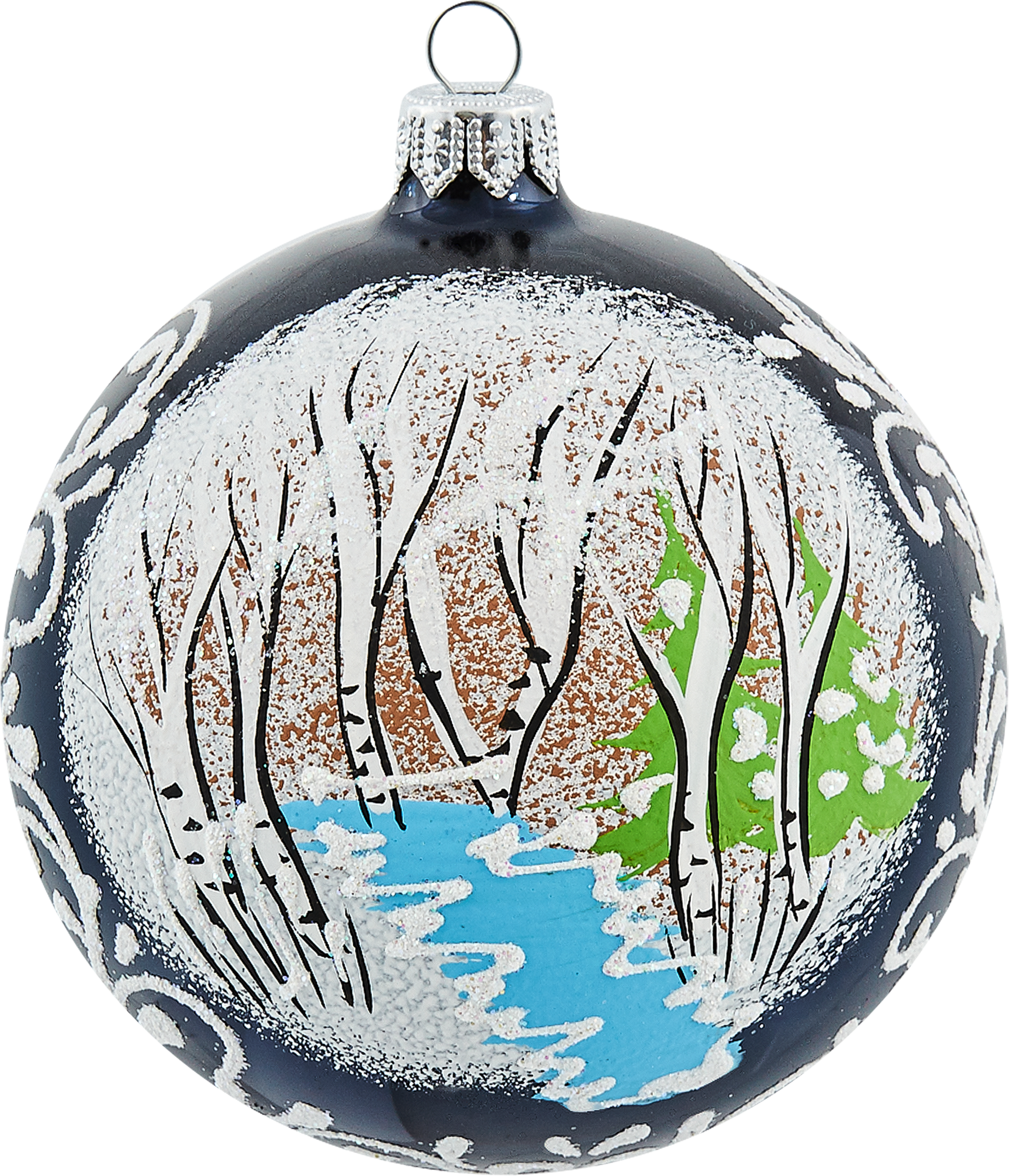 Изображение товара Ёлочный шар Зимние березы 100 мм стеклянная украшение для елки