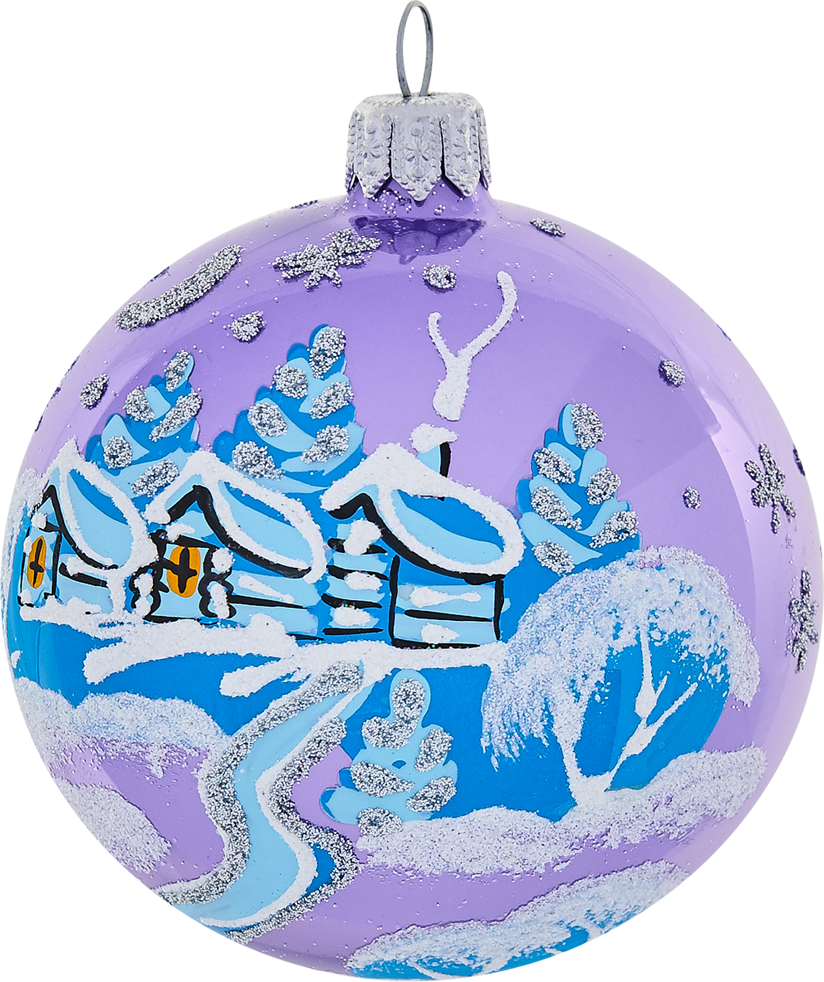 Изображение товара Ёлочный шар Голубая зима 85 мм стекло праздничное украшение