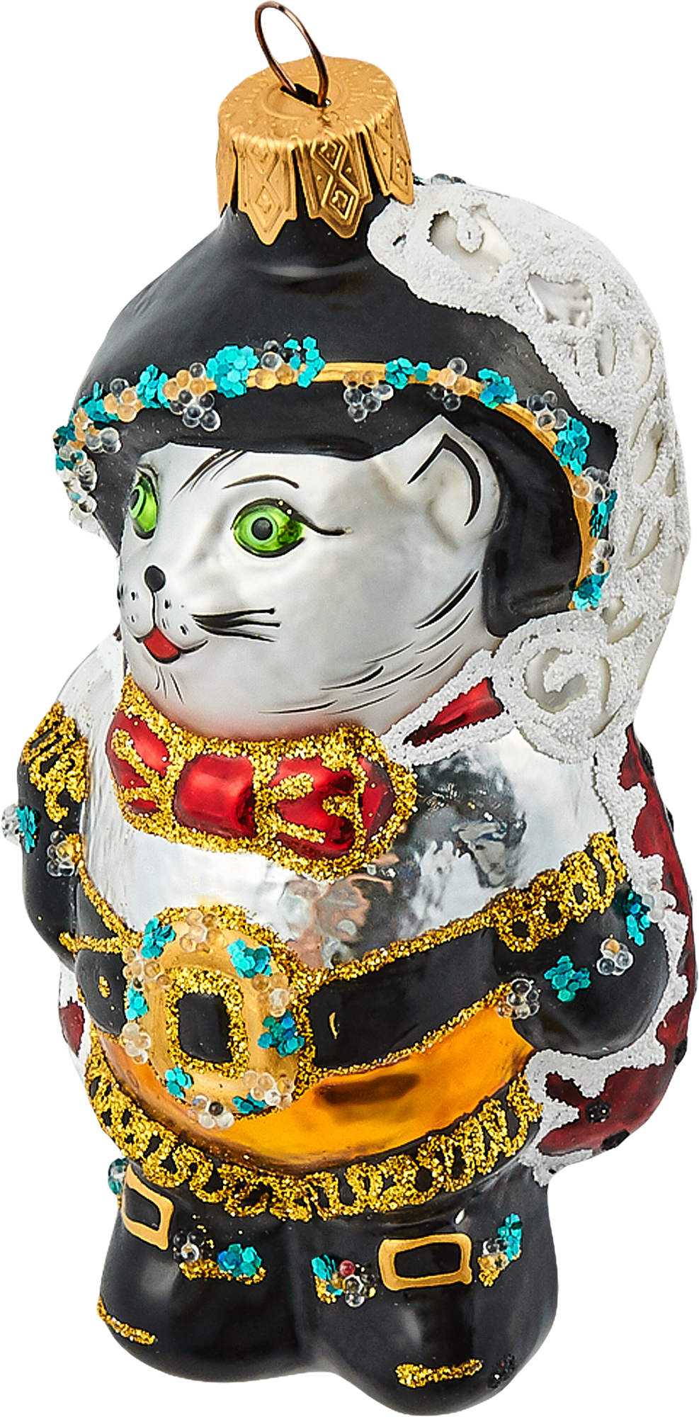 Изображение товара Ёлочное украшение Кот в сапогах стекло яркое для новогодней елки