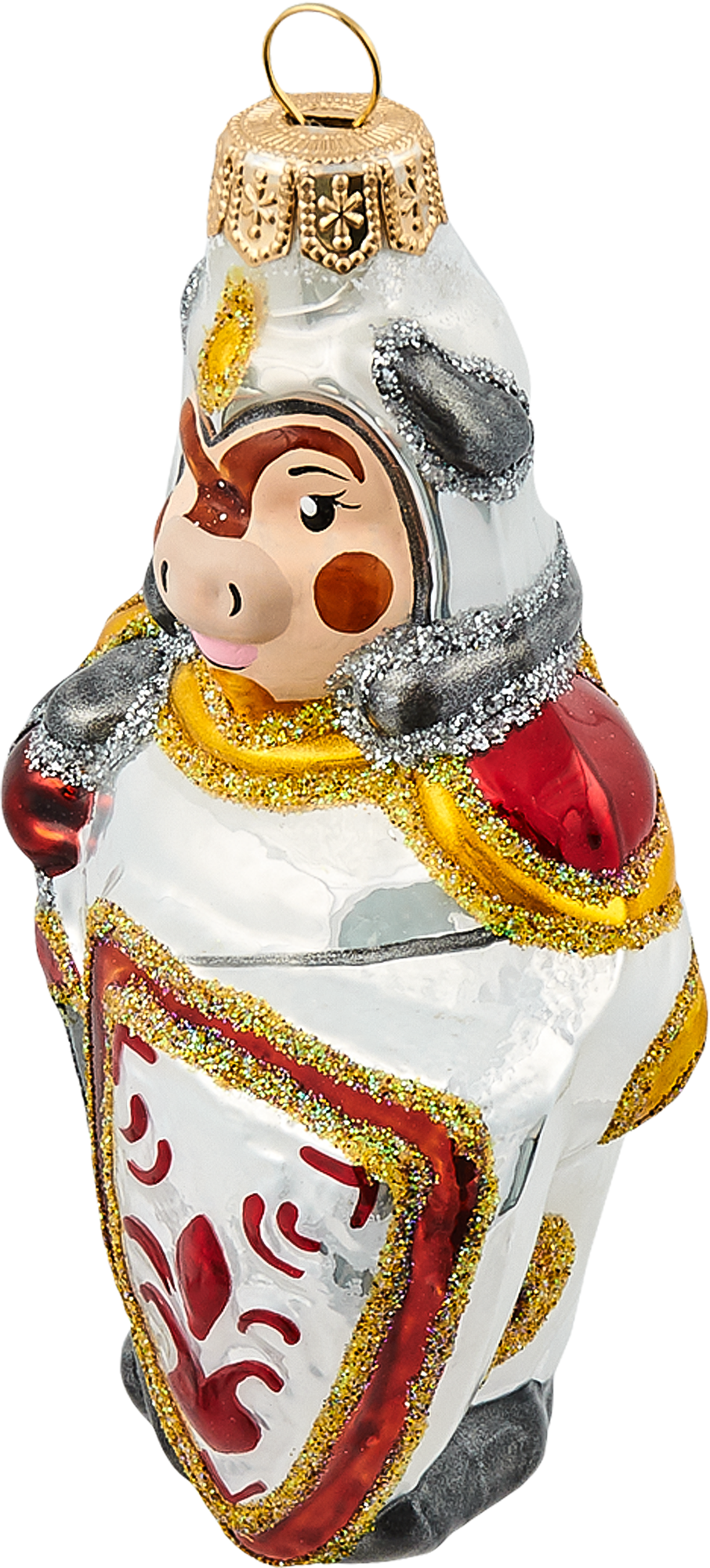 Изображение товара Ёлочное украшение Бык-рыцарь стекло новогодняя игрушка 15 см