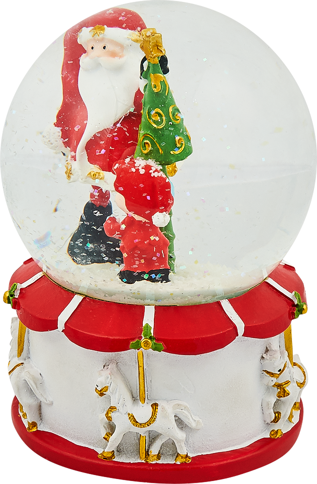 Изображение товара Шар музыкальный снежный «Санта Клаус наряжает ёлку» 10 см
