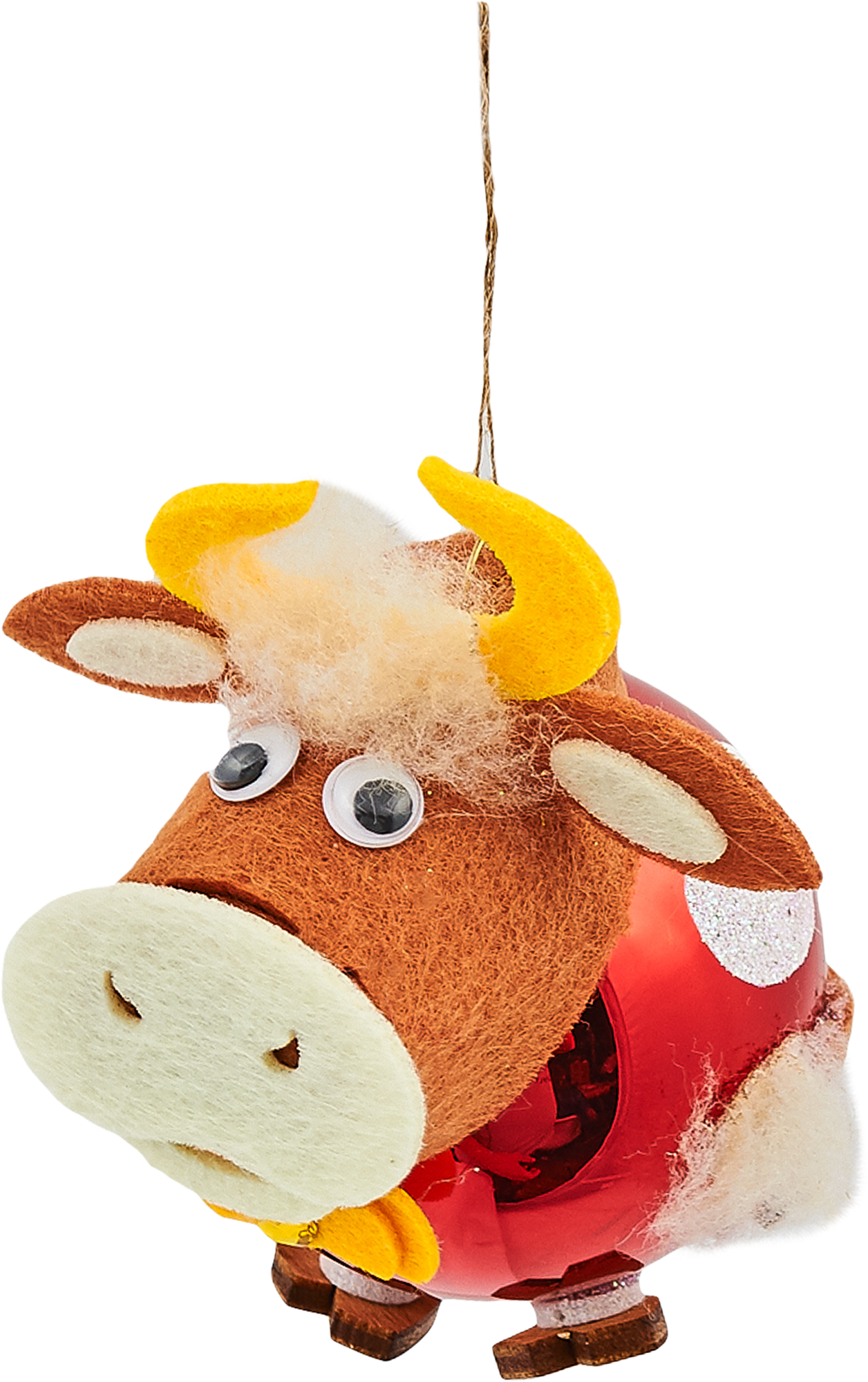 Изображение товара Стеклянное елочное украшение Бычок 7 см для новогодней елки