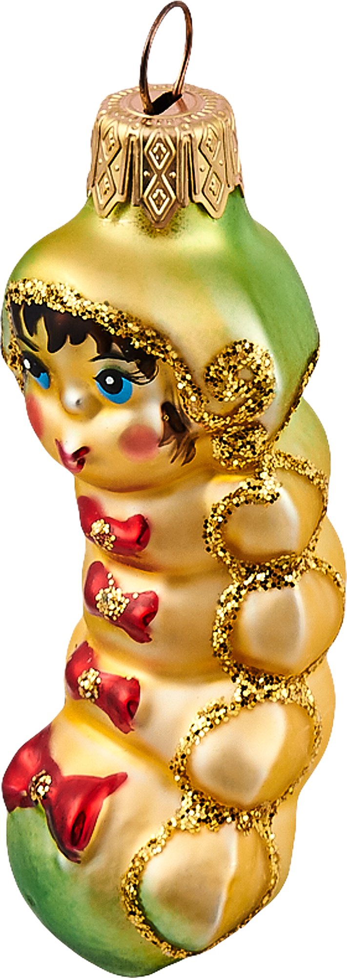 Изображение товара Ёлочное украшение Гусеница из стекла для новогоднего декора