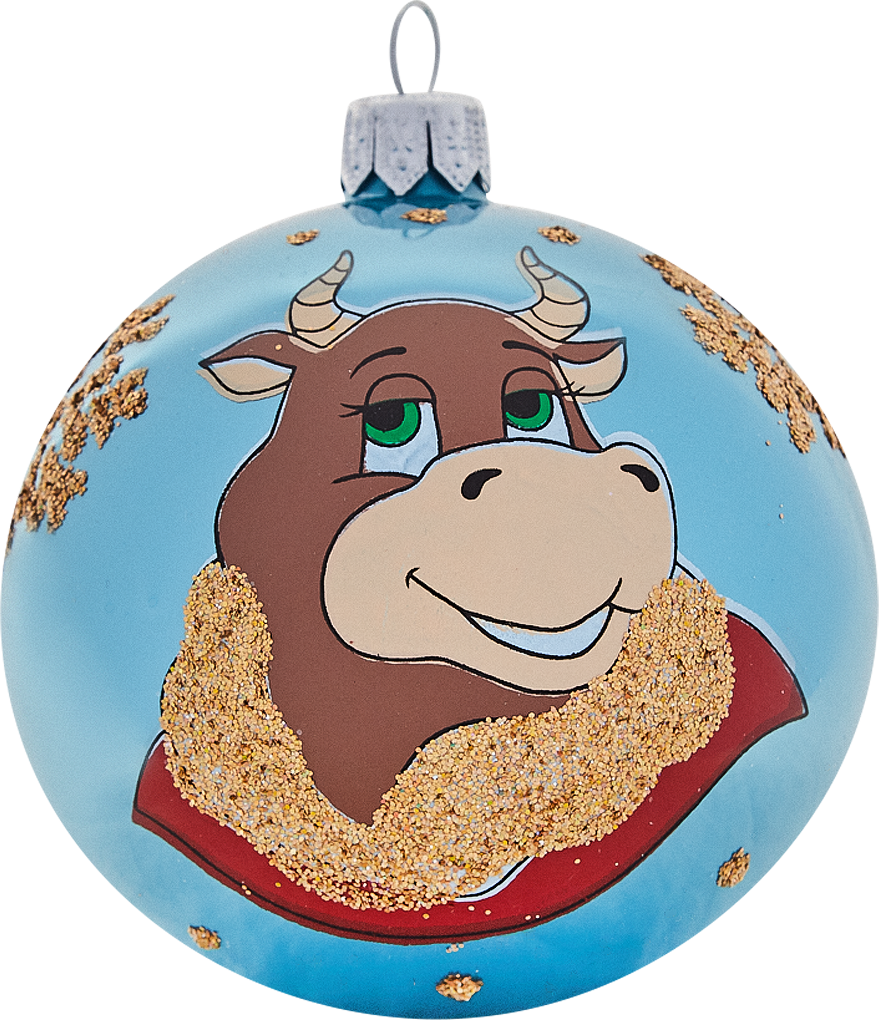 Изображение товара Елочный шар Символ года 8.5 см стекло разноцветный с блестками