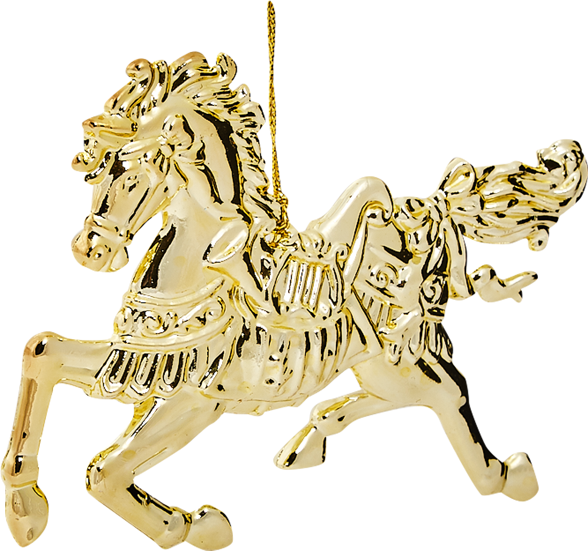 Изображение товара Ёлочная фигурка Лошадка золотая 11.5x8x0.5 см украшение для елки