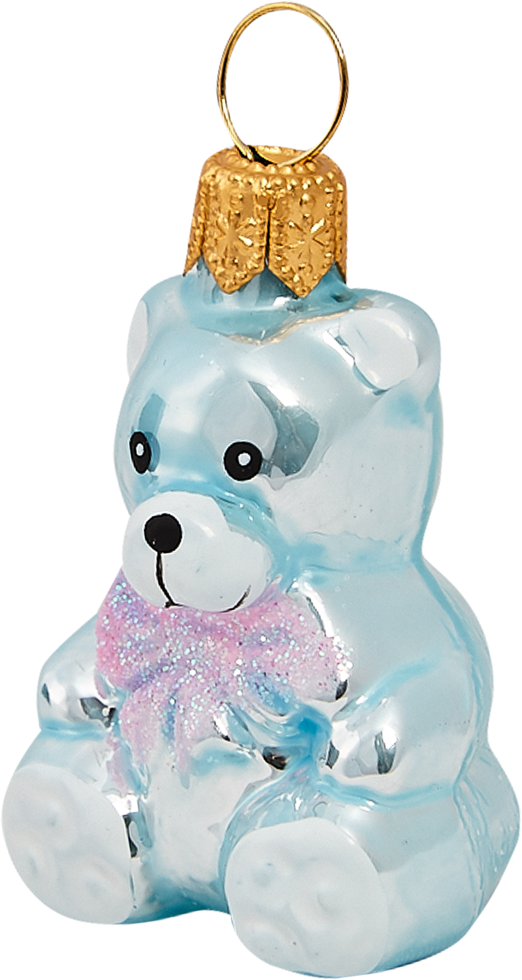 Изображение товара Ёлочное украшение Медвежонок с бантиком из стекла, праздничное украшение