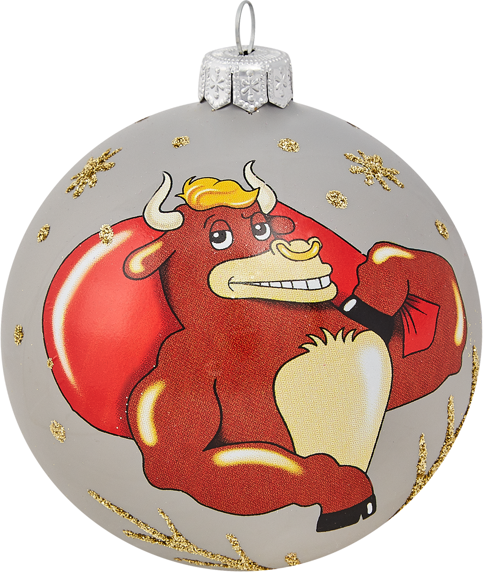 Изображение товара Шар ёлочный «Бык с мешком» 100 мм