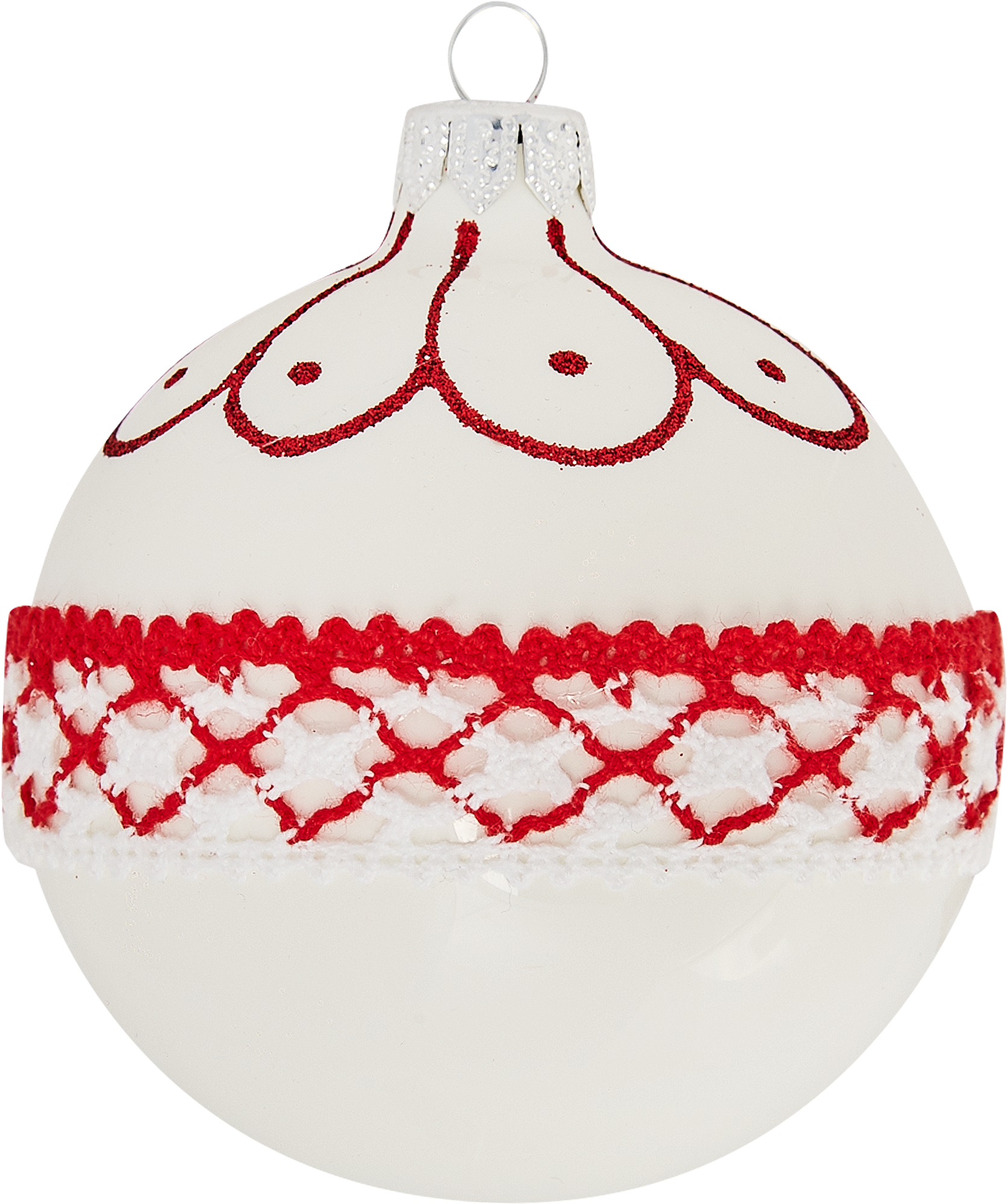 Изображение товара Ёлочный шар Плетение N3 85 мм из стекла с блестками Россия