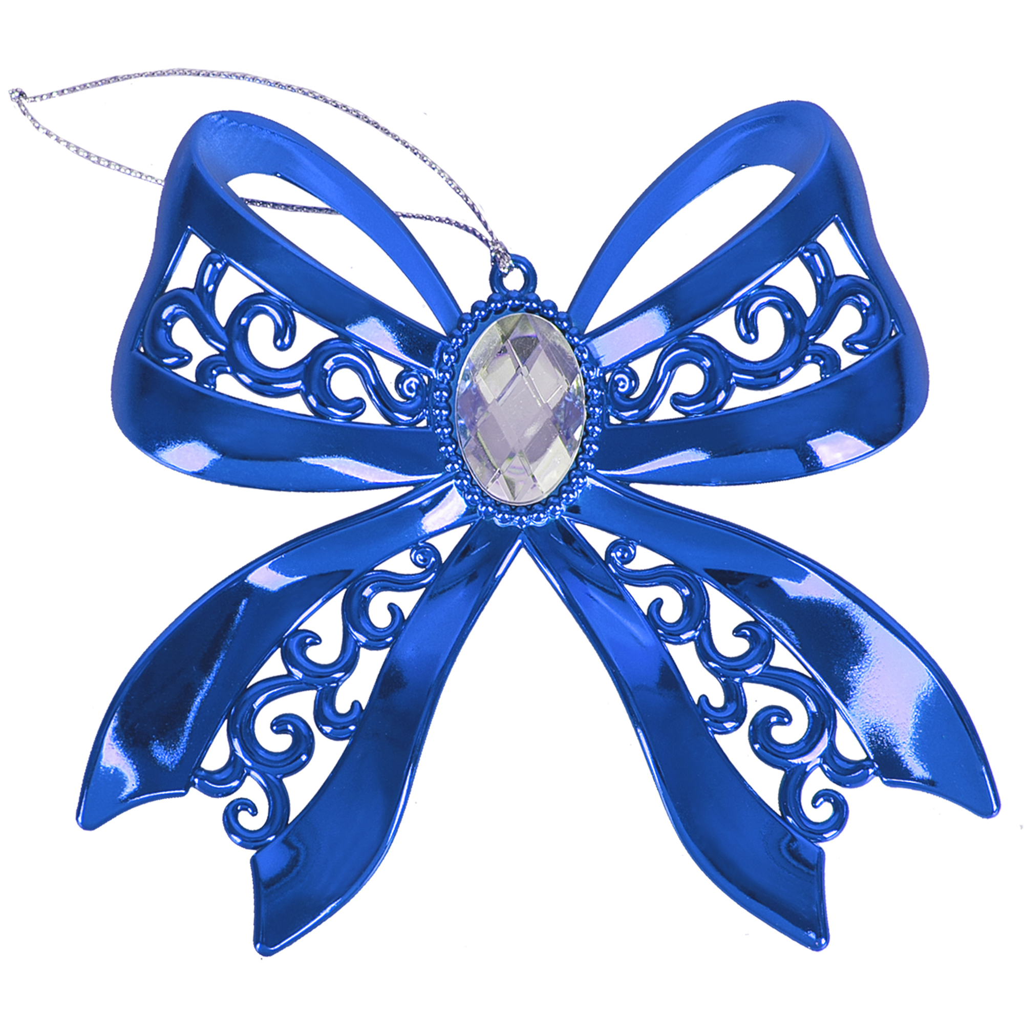 Изображение товара Украшение новогоднее "Бант", пластик, цвет синий