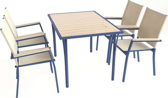 Изображение товара Комплект садовой мебели Енисей 1 стол 4 стула из сосны для улицы и веранды Россия