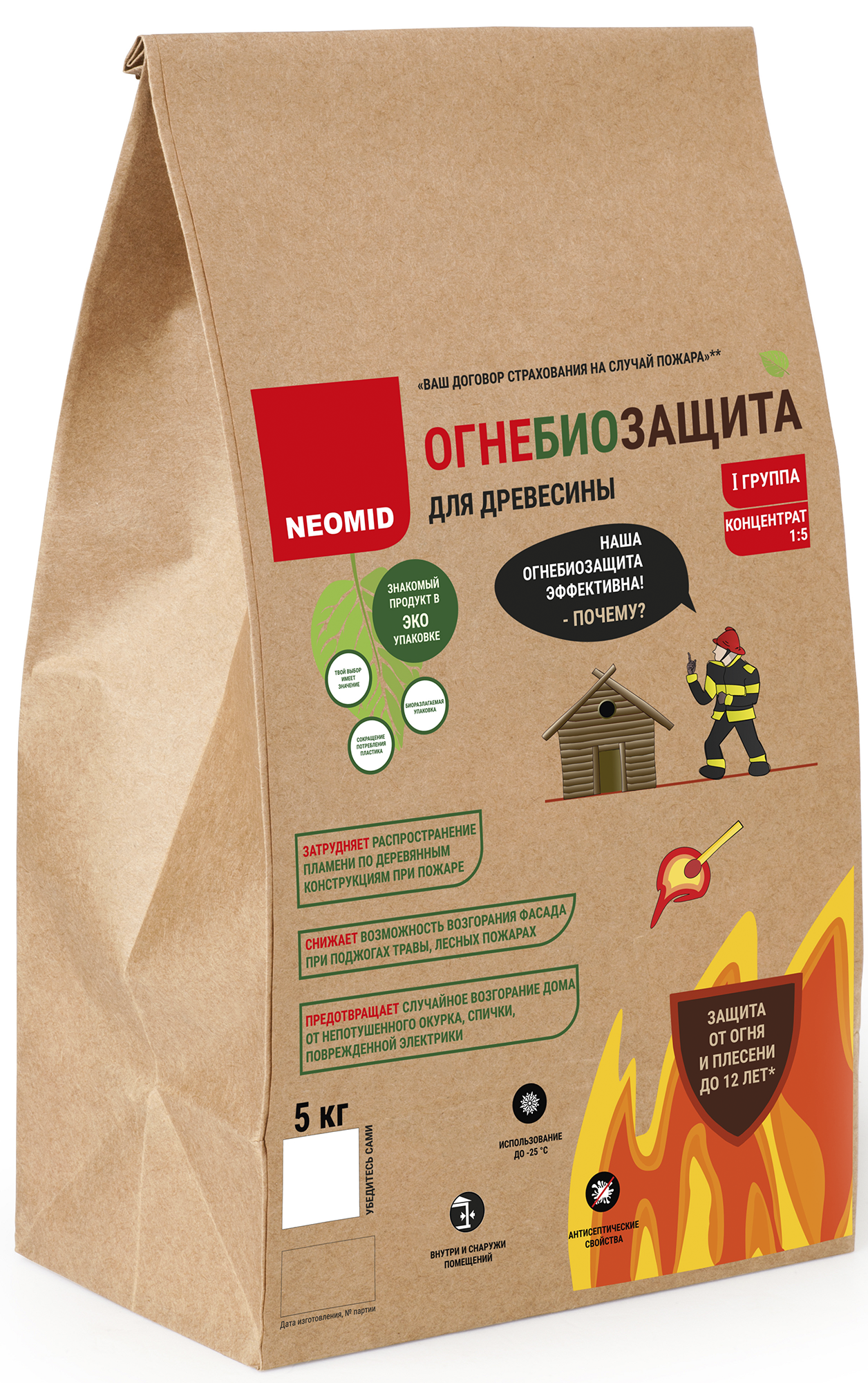 Огнебиозащита сухая Neomid ОЗС 21 I и II группа 5 кг