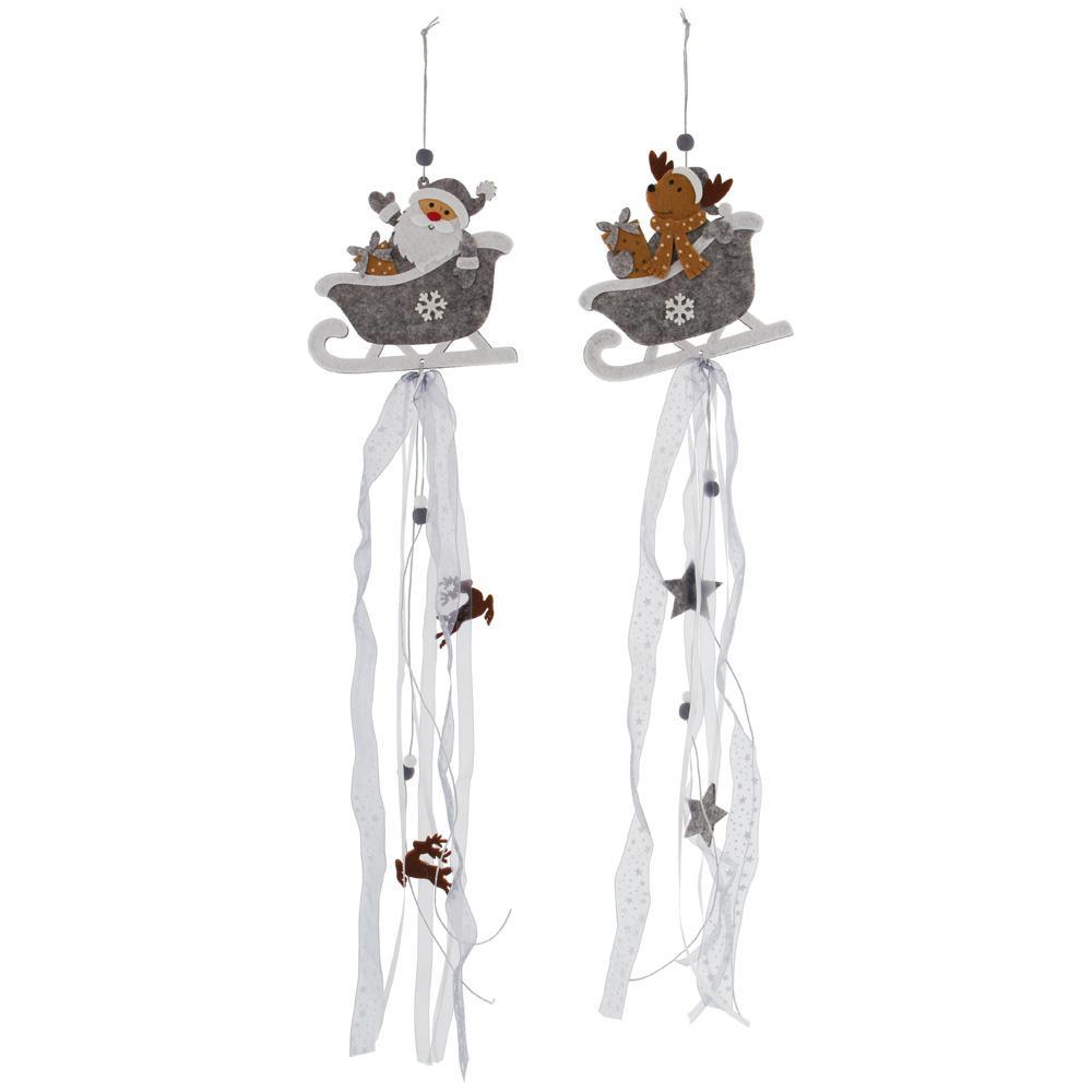 Изображение товара Набор елочных игрушек дед мороз FRANK 66см 2шт Серый и серебристый