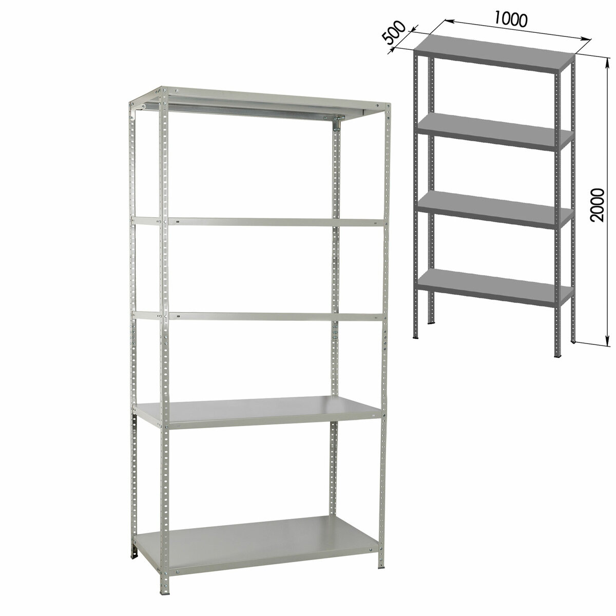 Изображение товара Металлический стеллаж Brabix 200x100x50 см для склада и офиса