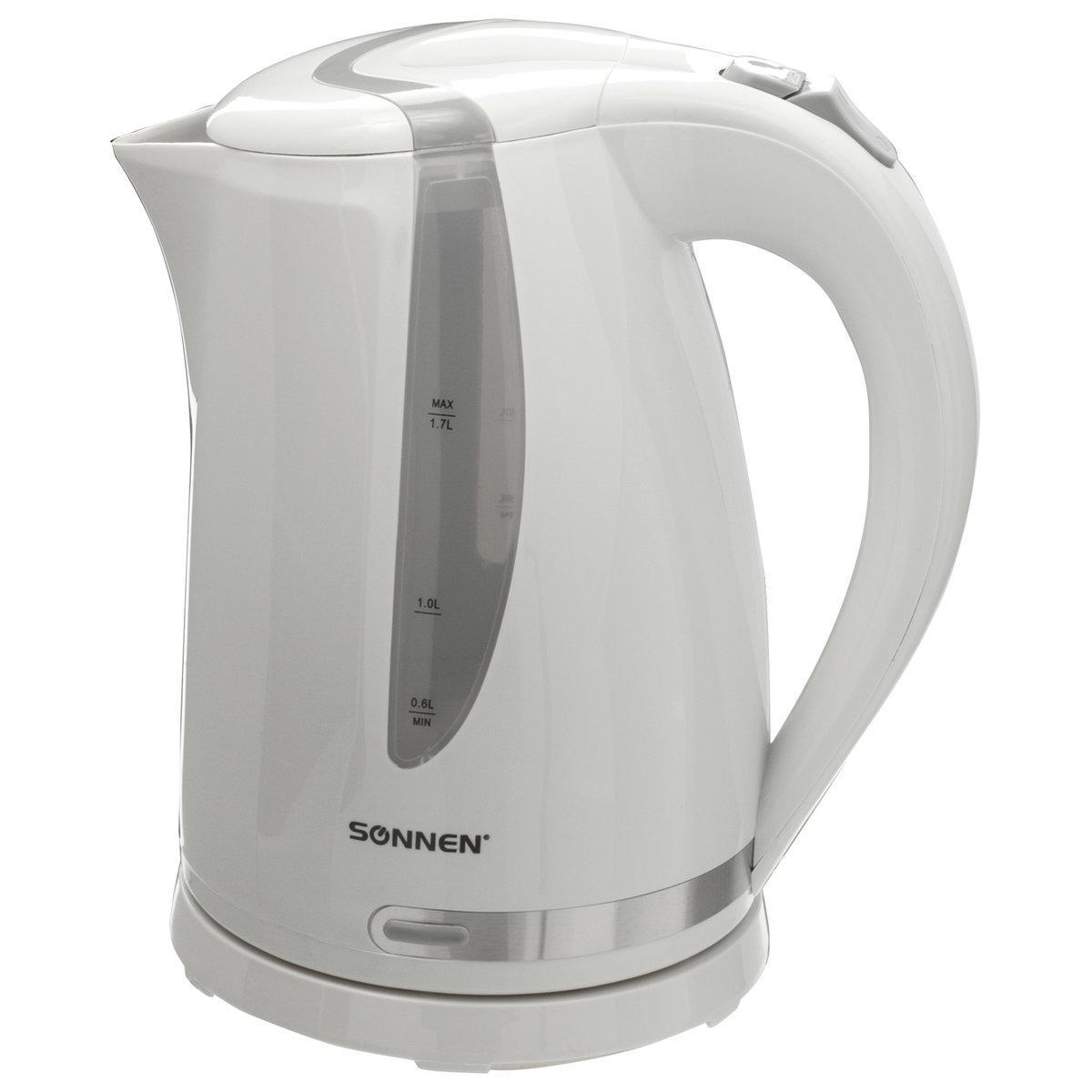 Изображение товара Электрический чайник SONNEN KT-1743 1.7 л 2200 Вт белый с функциями безопасности