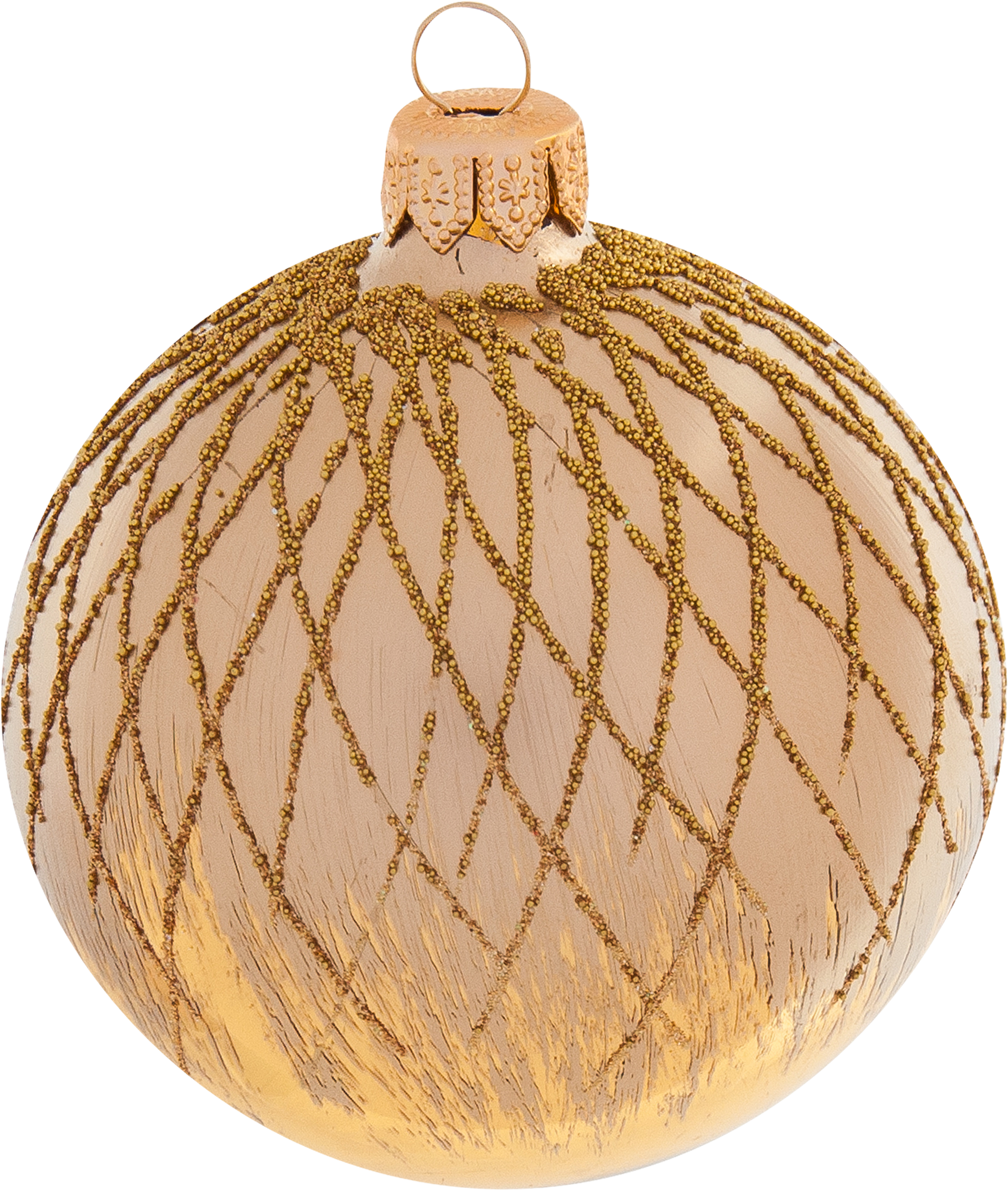 Изображение товара Золотой елочный шар 80 см из стекла с подвеской крючком