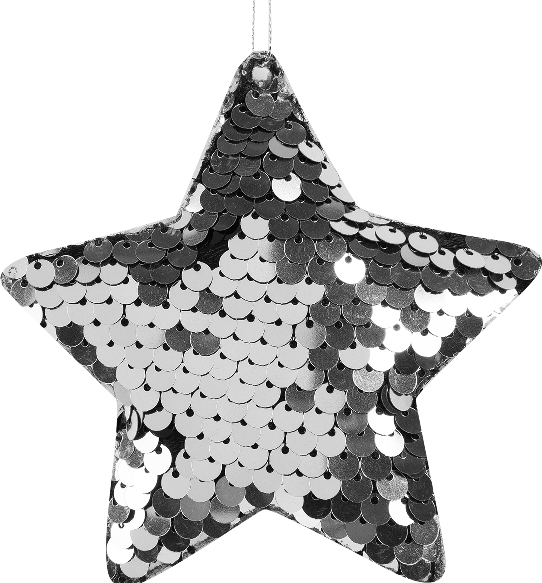 Изображение товара Ёлочная игрушка Звезда серебристая пластик блёстки 10 см