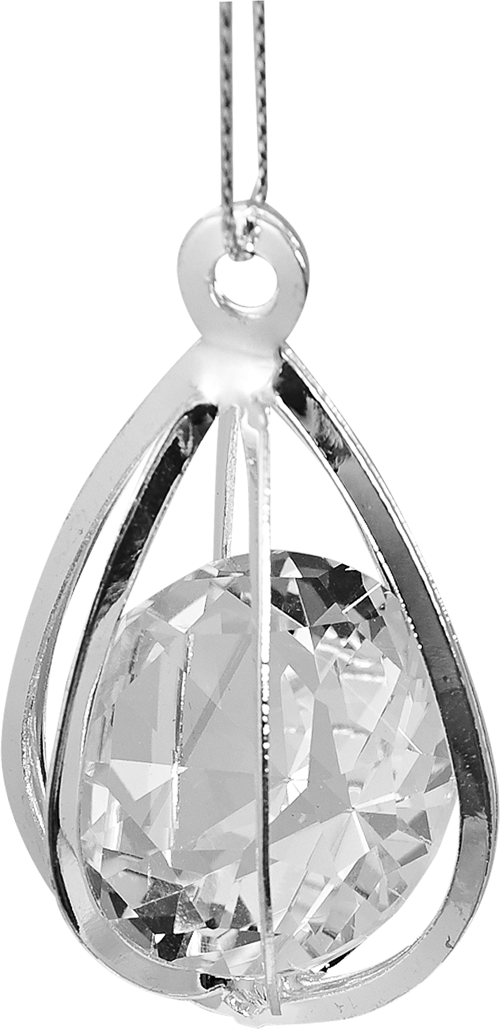 Изображение товара Ёлочное украшение Капелька серебристое 3.9х2х5.5 см для новогоднего декора