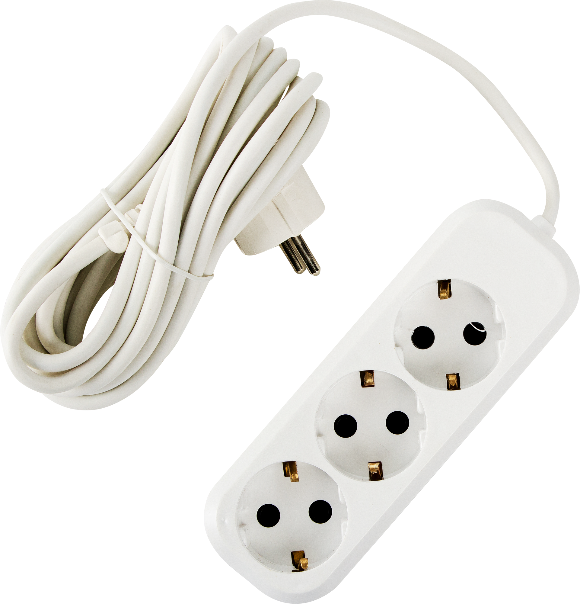 Изображение товара Удлинитель бытовой 3 розетки с заземлением 5 м белый