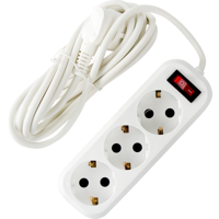 Изображение товара Удлинитель бытовой 3 розетки с заземлением 3 м белый Россия