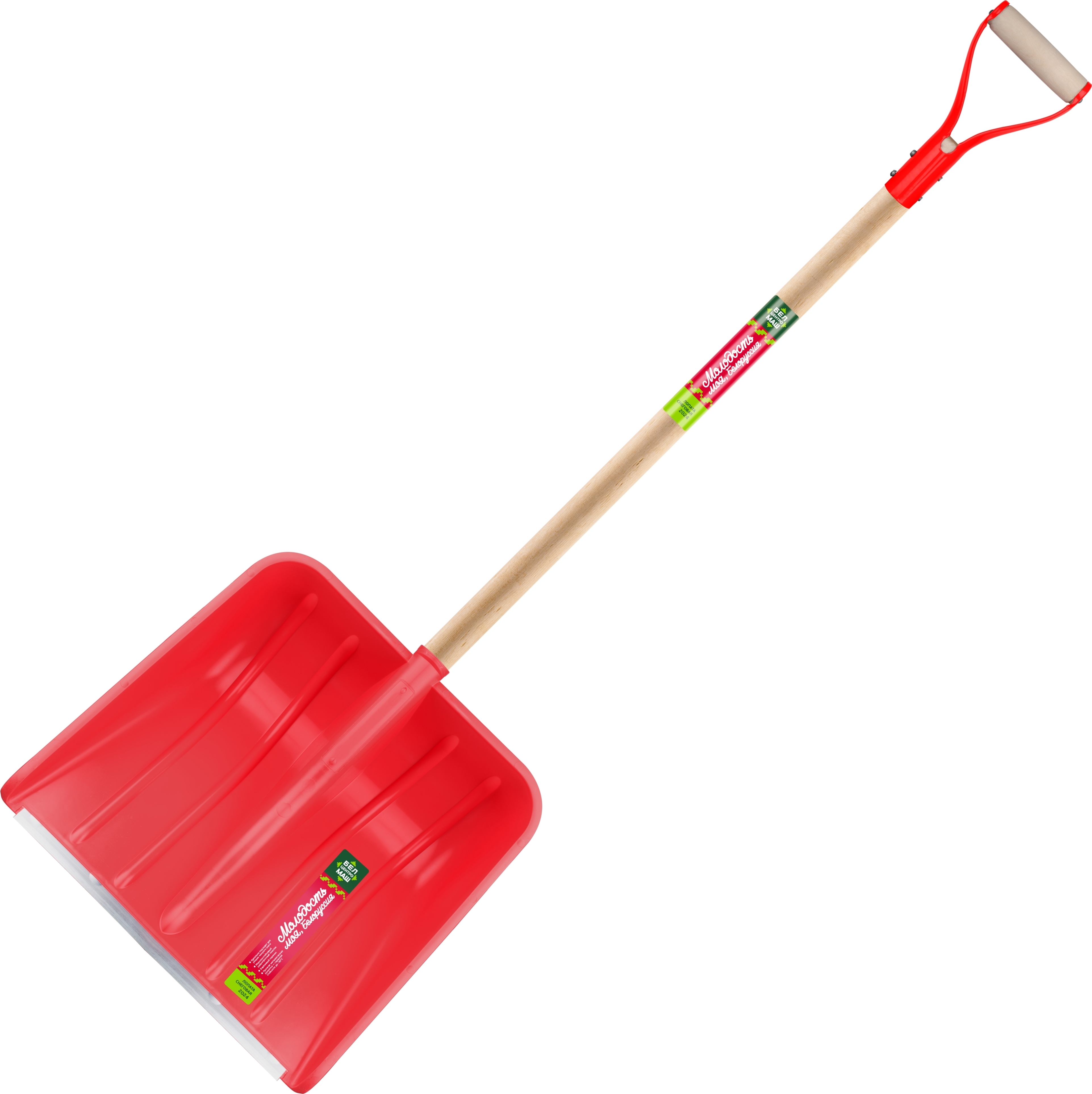 Изображение товара Лопата для уборки снега 41x41 см пластиковая с березовым черенком