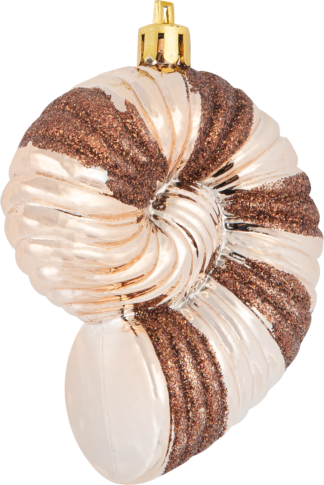 Изображение товара Украшение ёлочное Ракушка в золотистом цвете 9 см пластиковое