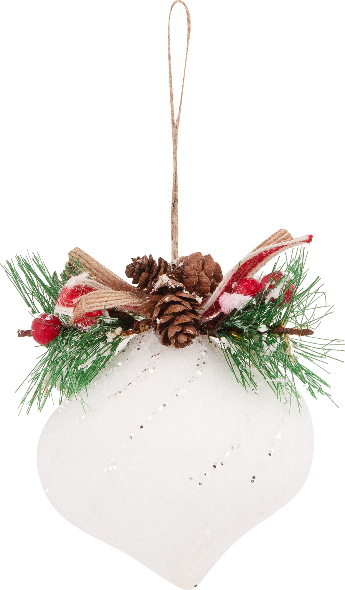 Изображение товара Ёлочный шар Снежная луковичка белый 10 см пластиковая новогодняя игрушка