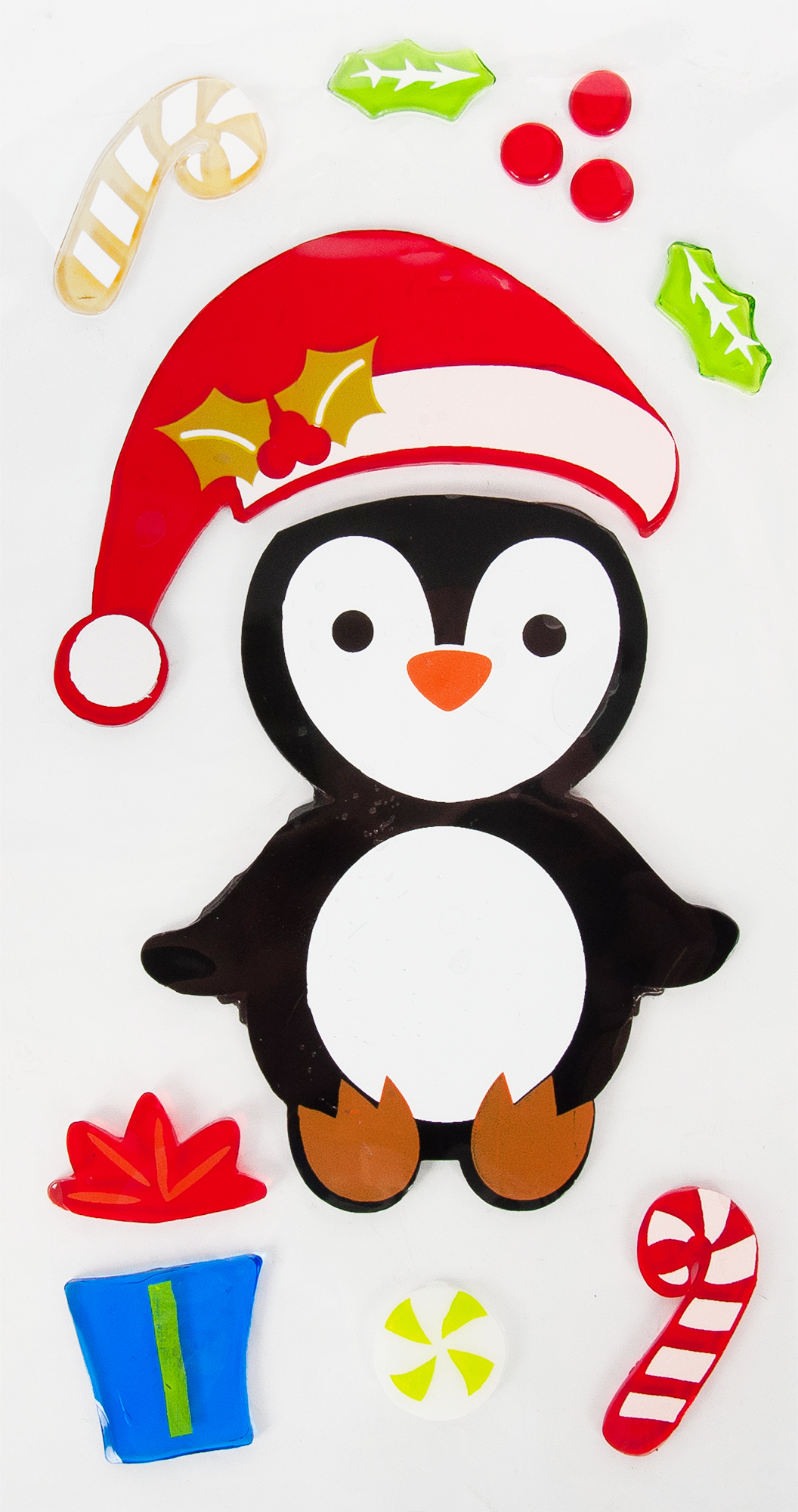 Изображение товара Набор новогодних наклеек "Пингвин с подарком" для декора