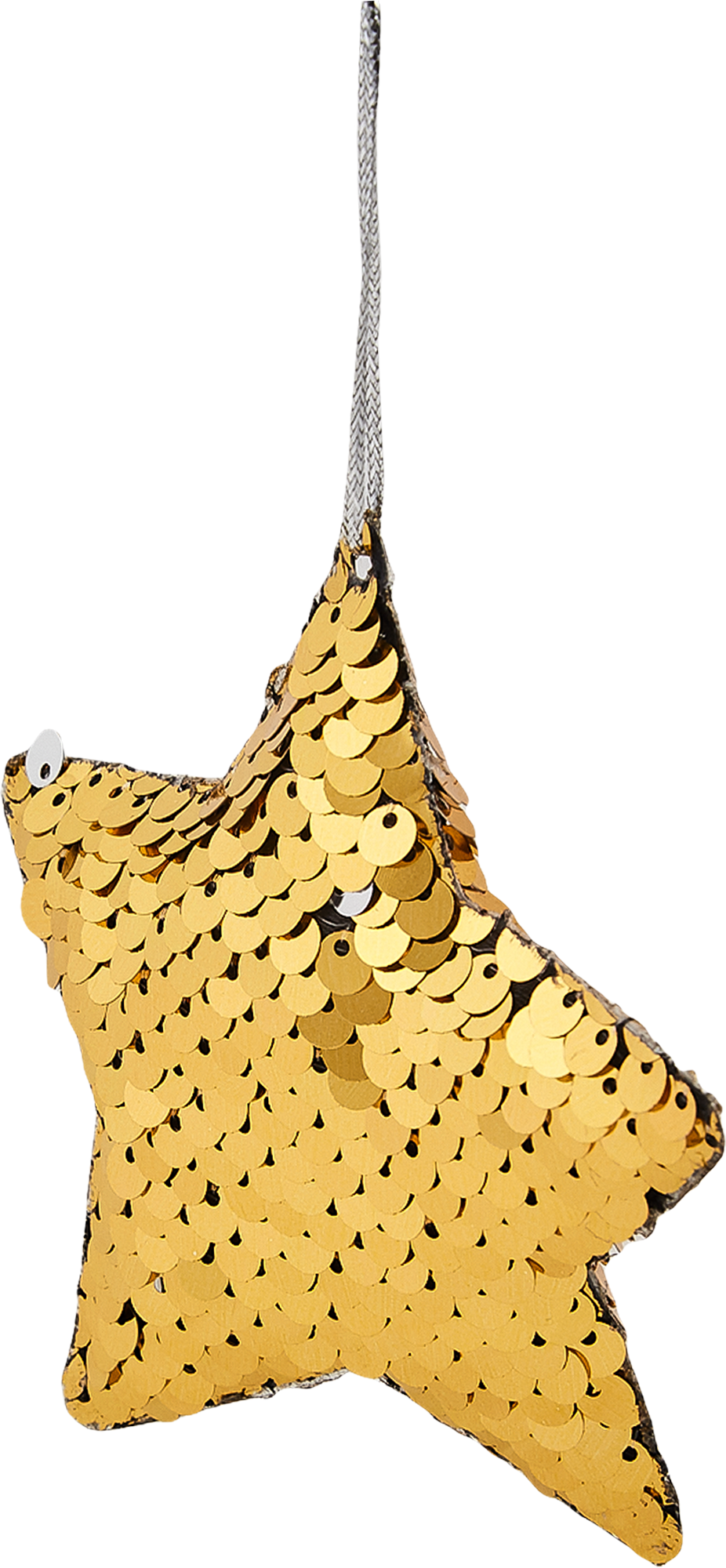 Изображение товара Золотая елочная игрушка Звезда 10 см с блестками для новогоднего интерьера