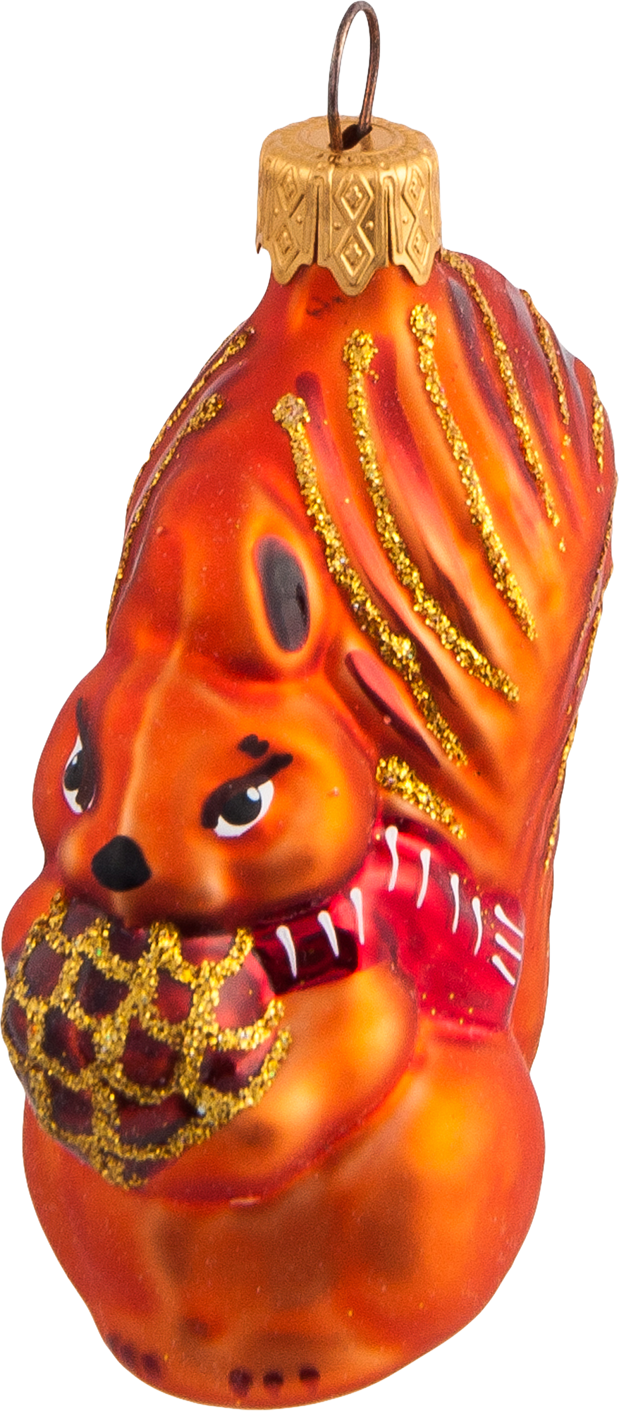 Изображение товара Украшение елочное Белочка из стекла с блестками 5х9 см, Россия